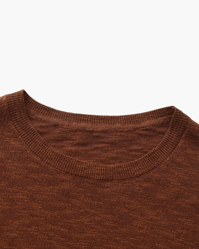 Leinen-Baumwoll Rundhalsshirt