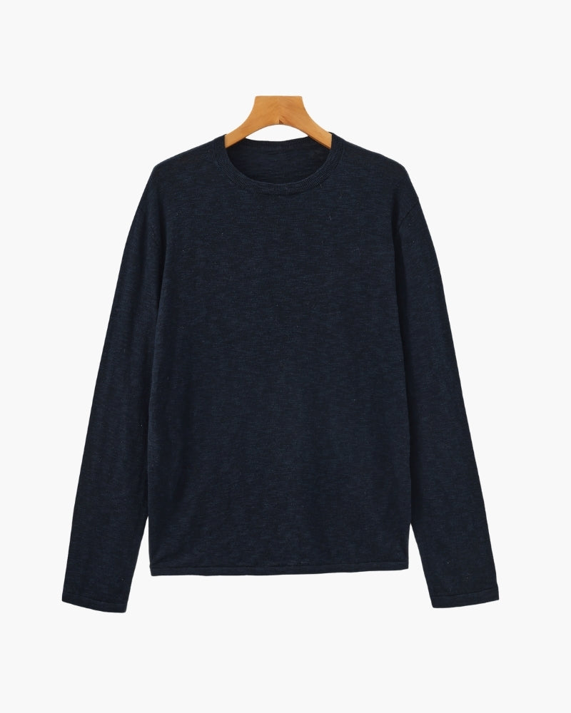Leinen-Baumwoll Rundhalsshirt