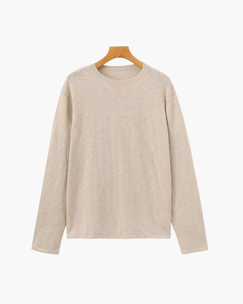 Leinen-Baumwoll Rundhalsshirt