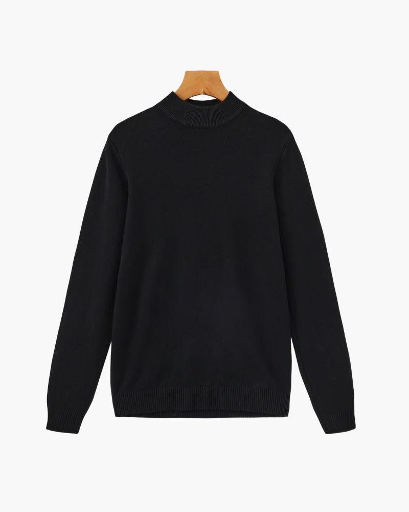 Gerippter Mock-Neck Pullover