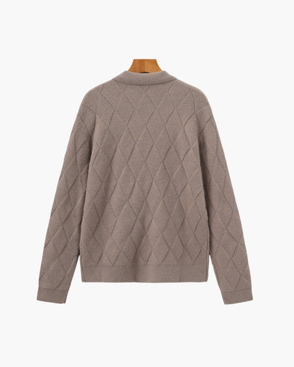 Heritage Diamond Knit Zip-Cardigan