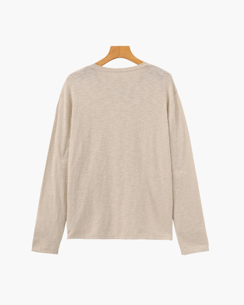 Leinen-Baumwoll Rundhalsshirt