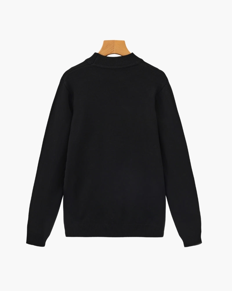 Gerippter Mock-Neck Pullover