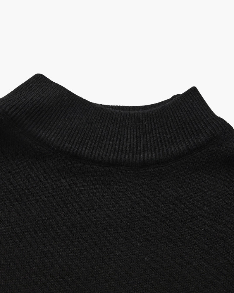 Gerippter Mock-Neck Pullover