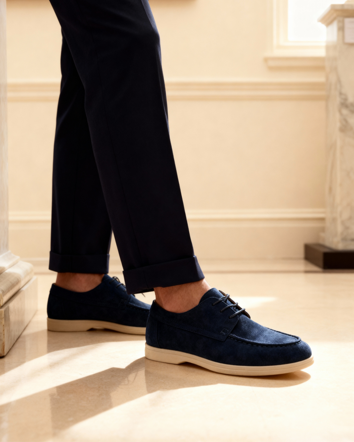Premium-Schnürschuhe aus Wildleder - Schwarz