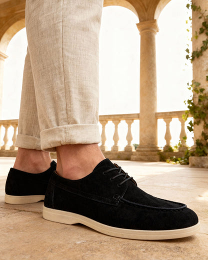 Premium-Schnürschuhe aus Wildleder - Mokka